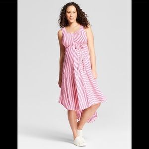 Isabel Maternity Sleeveless Pink Striped Dress